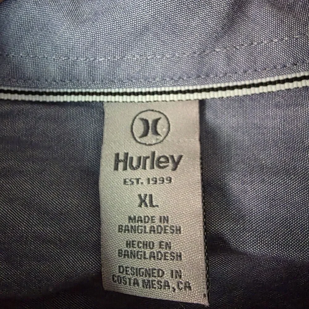 Hurley Hawaiian Floral vacation Cotton pocket Button-Up Shirt Short Sleeve XL - Picture 5 of 12
